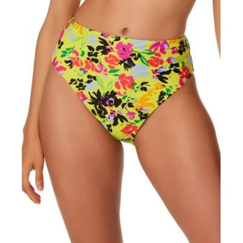 Bar III Floral Chic High-leg High-rise Bikini Bottoms In Citron - L